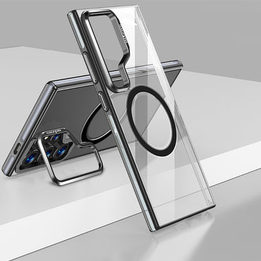 Galaxy S25 Ultra Kılıf M-safe Şarj Özellikli Wlons Standlı Efsane Kapak Gri