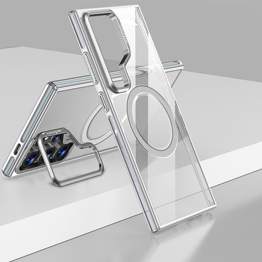 Galaxy S25 Ultra Kılıf M-safe Şarj Özellikli Wlons Standlı Efsane Kapak Gri