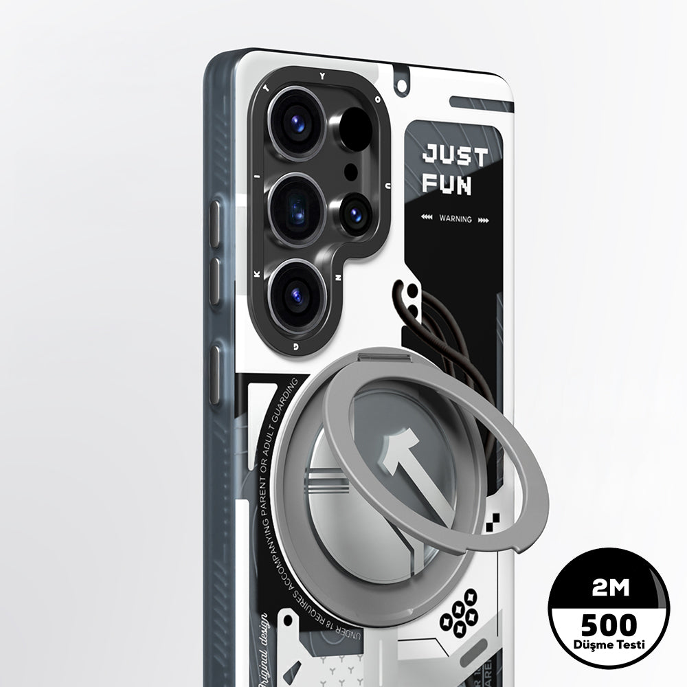 Galaxy S25 Ultra Kılıf M-safe Şarj Özellikli Youngkit 360° Standlı Starship Serisi Kapak Siyah