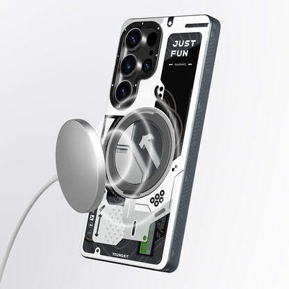 Galaxy S25 Ultra Kılıf M-safe Şarj Özellikli Youngkit 360° Standlı Starship Serisi Kapak Siyah