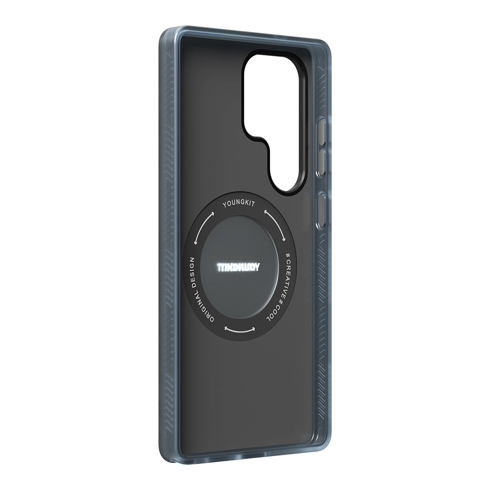 Galaxy S25 Ultra Kılıf M-safe Şarj Özellikli Youngkit 360° Standlı Technology Serisi Kapak Gri