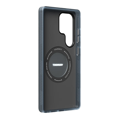 Galaxy S25 Ultra Kılıf M-safe Şarj Özellikli Youngkit 360° Standlı Technology Serisi Kapak Mavi