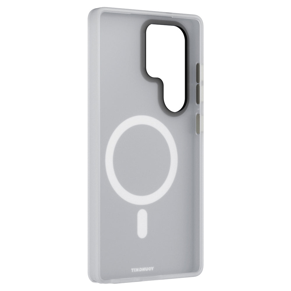 Galaxy S25 Ultra Kılıf M-safe Şarj Özellikli Youngkit Hidden Sand Serisi Kapak Beyaz