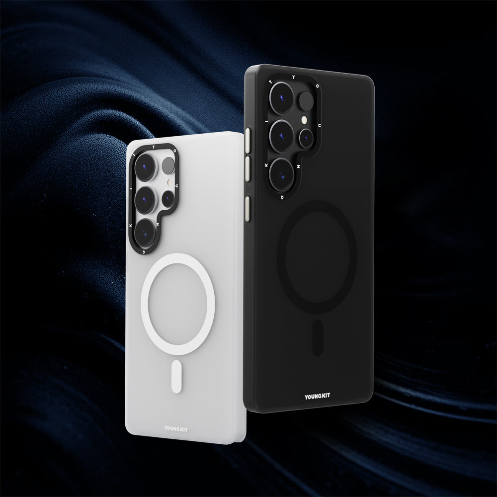 Galaxy S25 Ultra Kılıf M-safe Şarj Özellikli Youngkit Hidden Sand Serisi Kapak Beyaz