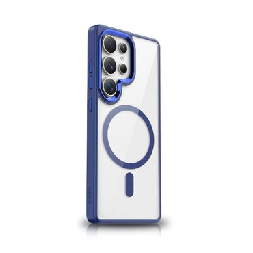 Galaxy S25 Ultra Case M-safe Charging Feature Zore Chrome M-safe Silicone Cover Navy Blue