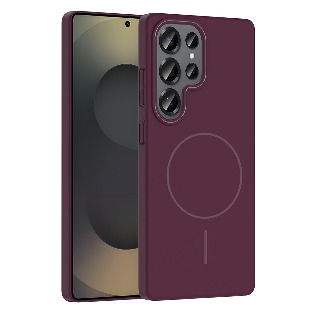 Galaxy S25 Ultra Case Zore Ruby Hard Cover with M-safe Charging Function Plum 