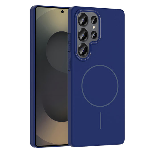 Galaxy S25 Ultra Case Zore Ruby Hard Cover Navy Blue with M-safe Charging Feature 