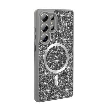 Galaxy S25 Ultra Case Diamond Design M-safe Charging Feature Zore Mosaic Silicone Cover Titanium-Gray
