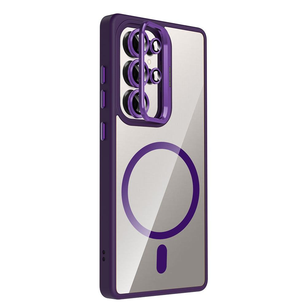 Galaxy S25 Ultra Case with Stand and Camera Lens Gift, M-Safe Charging Function, Zore Etro Cover Desert Titanium 