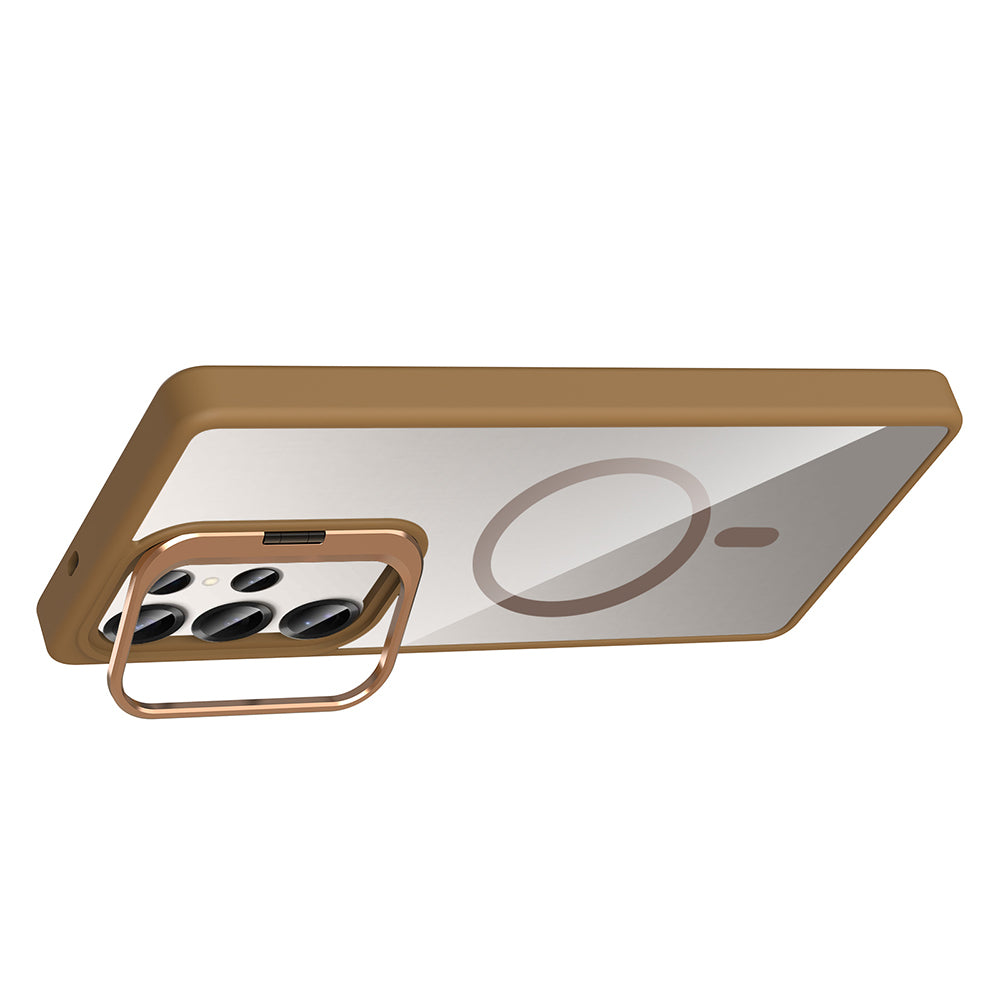 Galaxy S25 Ultra Case with Stand and Camera Lens Gift, M-Safe Charging Feature, Zore Etro Cover Gray 