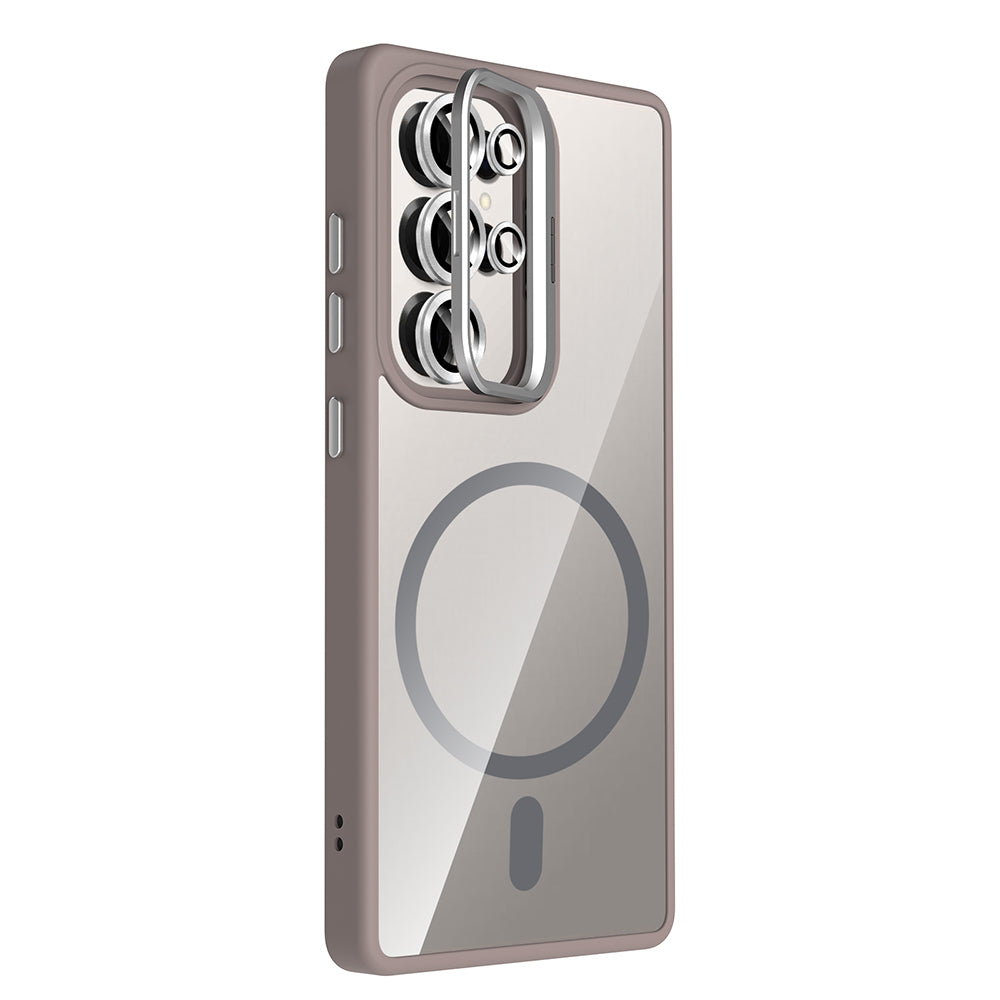 Galaxy S25 Ultra Case with Stand and Camera Lens Gift, M-Safe Charging Feature, Zore Etro Cover Gray 