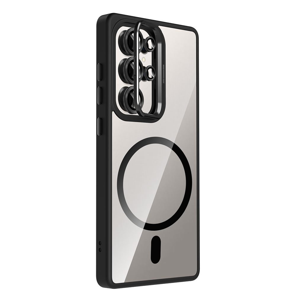 Galaxy S25 Ultra Case with Stand and Camera Lens Gift, M-Safe Charging Feature, Zore Etro Cover Black 