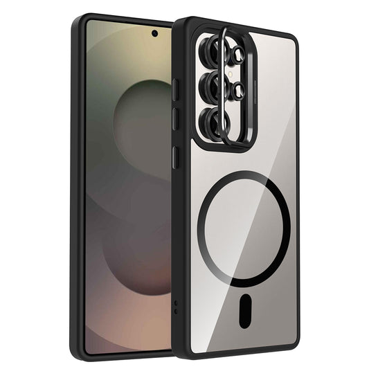 Galaxy S25 Ultra Case with Stand and Camera Lens Gift, M-Safe Charging Feature, Zore Etro Cover Black 