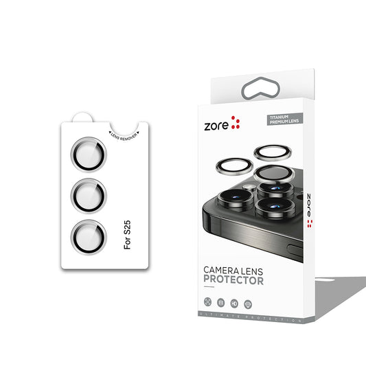 Galaxy S25 Zore CL-12 Premium Sapphire Anti-Fingerprint Anti-Reflective Camera Lens Protector Silver 