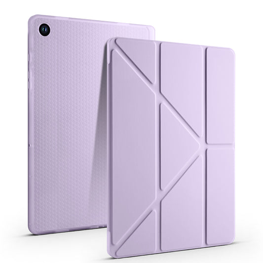 Galaxy Tab A9 Plus Case Zore Tri Folding Stand Case with Pen Compartment Lilac 
