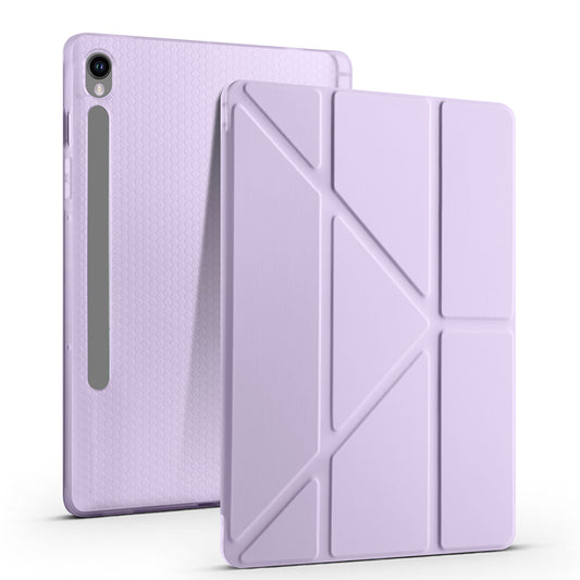 Galaxy Tab S10 FE Case Zore Tri Folding Stand Case with Pen Compartment Lilac 
