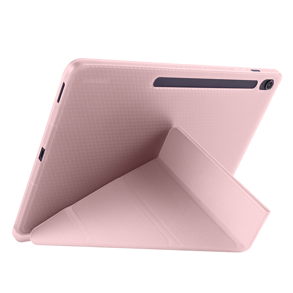 Galaxy Tab S10 FE Plus Case Zore Tri Folding Stand Case with Pen Compartment Black 