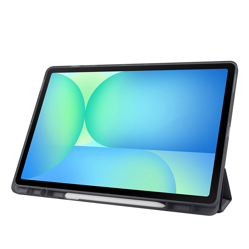 Galaxy Tab S10 FE Plus Case Zore Tri Folding Stand Case with Pen Compartment Black 