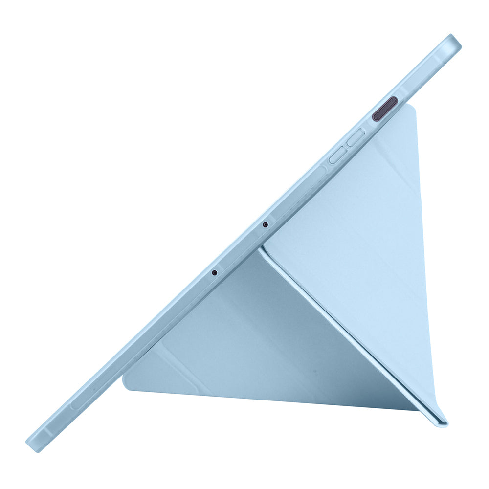 Galaxy Tab S10 FE Plus Case Zore Tri Folding Stand Case with Pen Compartment Blue 