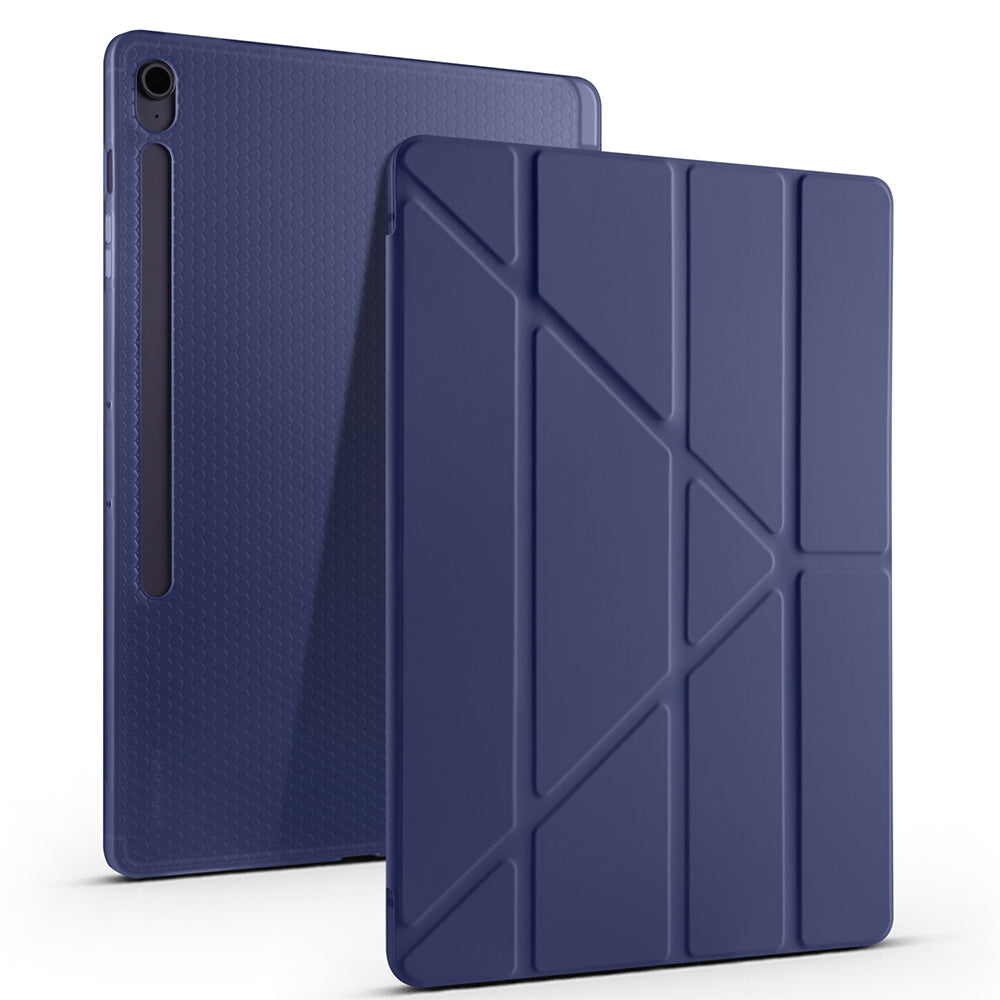 Galaxy Tab S10 FE Plus Case Zore Tri Folding Stand Case with Pen Compartment Black 
