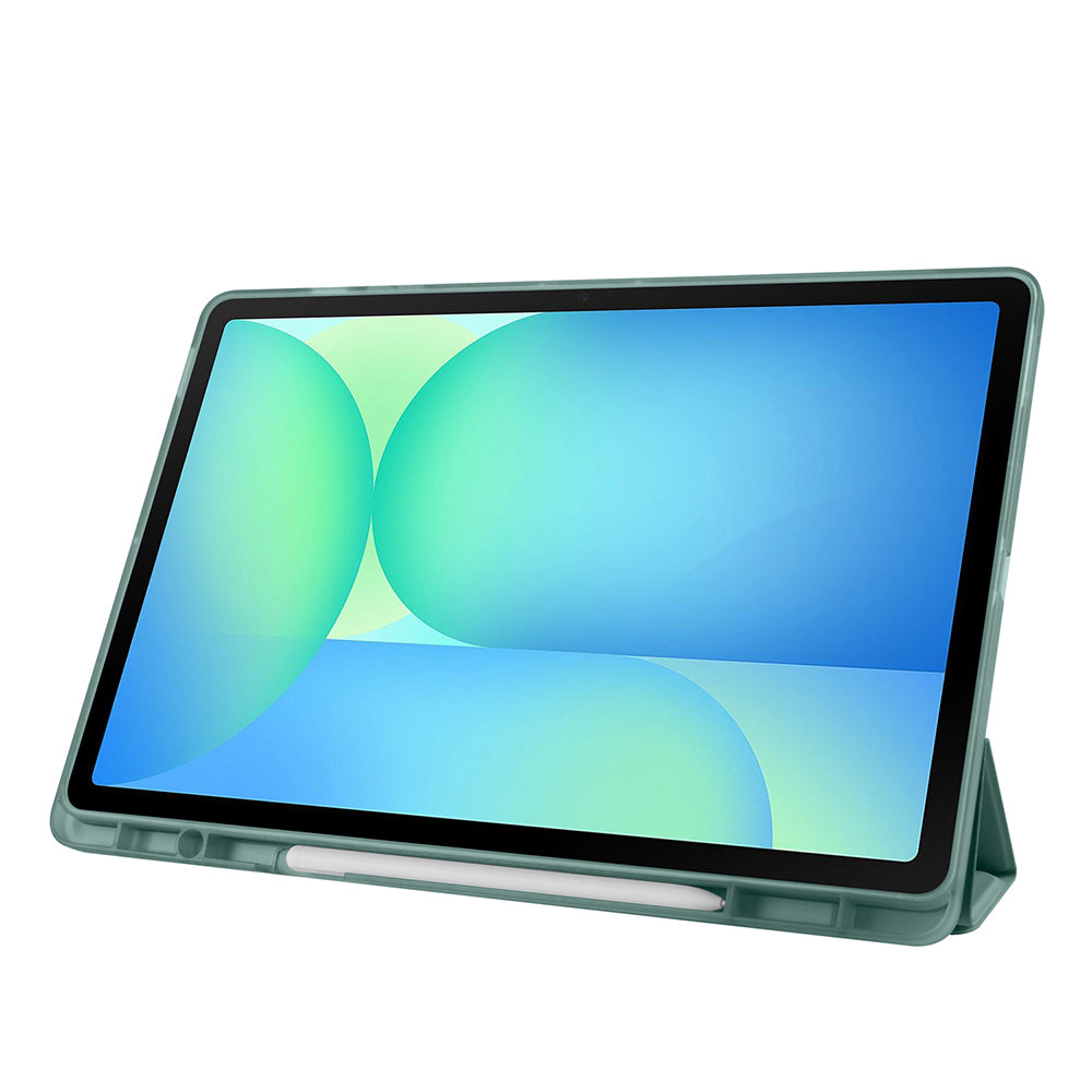 Galaxy Tab S10 FE Plus Case Zore Tri Folding Stand Case with Pen Compartment Black 