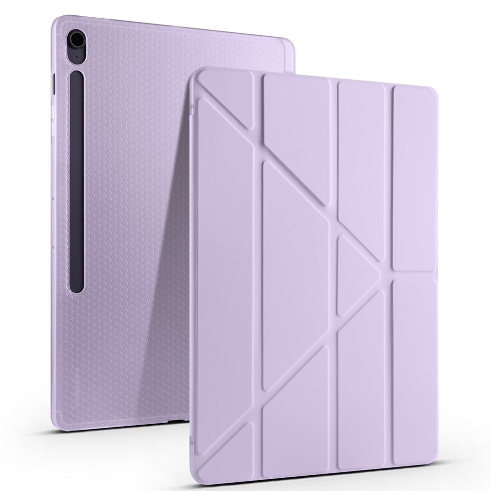 Galaxy Tab S10 FE Plus Case Zore Tri Folding Stand Case with Pen Compartment Black 
