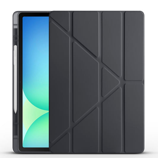 Galaxy Tab S10 FE Plus Case Zore Tri Folding Stand Case with Pen Compartment Black 
