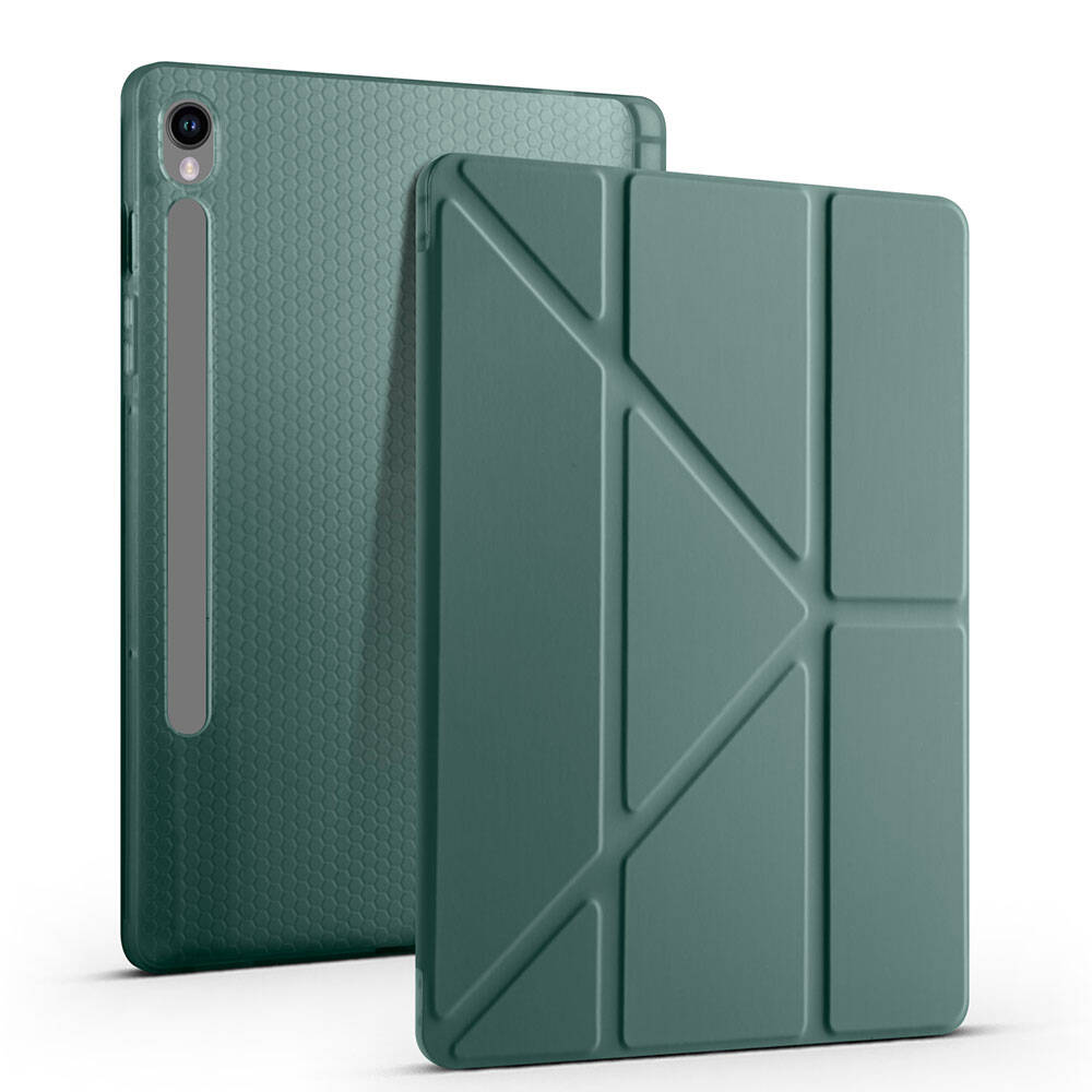 Galaxy Tab S10 Lite Case Zore Tri Folding Stand Case with Pen Compartment Rose Gold 