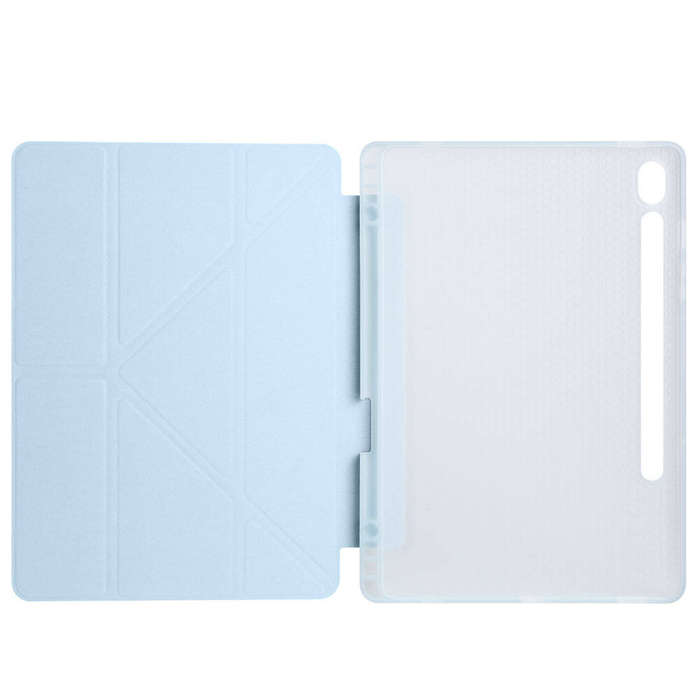 Galaxy Tab S10 Lite Case Zore Tri Folding Stand Case with Pen Compartment Gray 