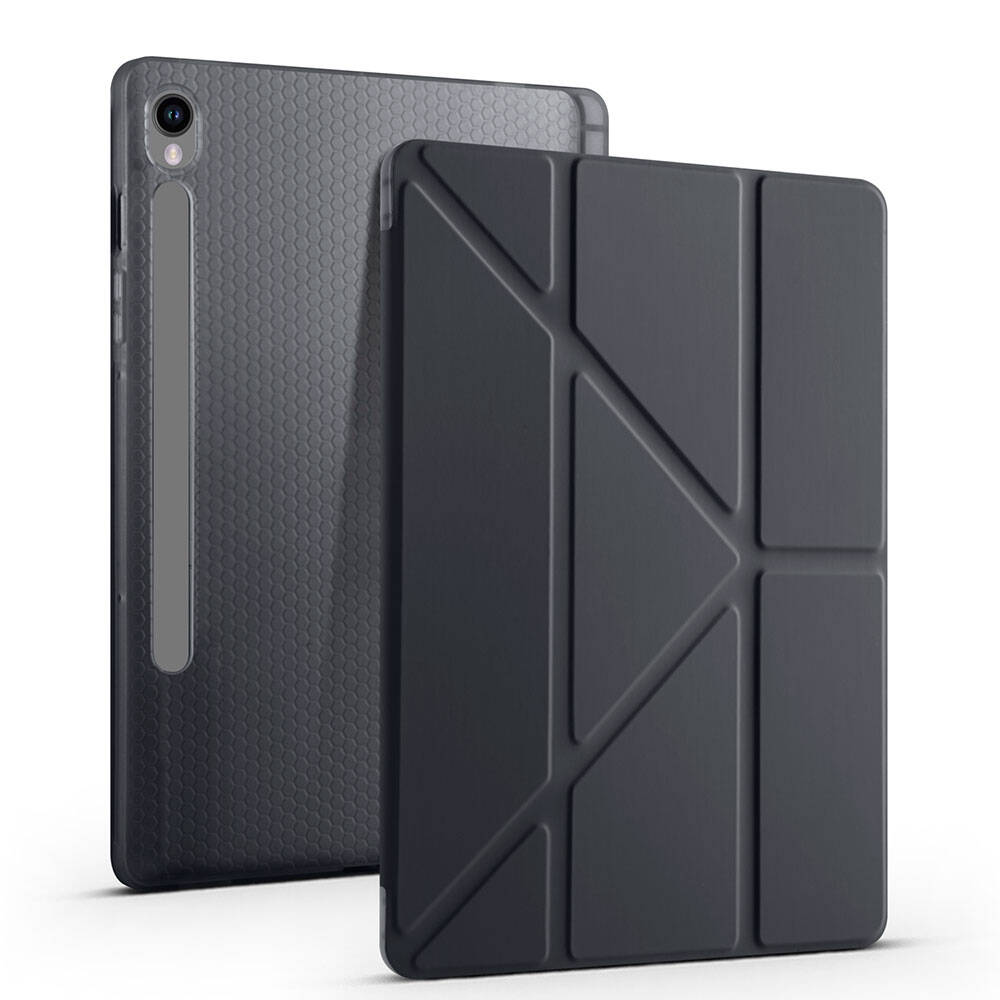 Galaxy Tab S10 Lite Case Zore Tri Folding Stand Case with Pen Compartment Purple 