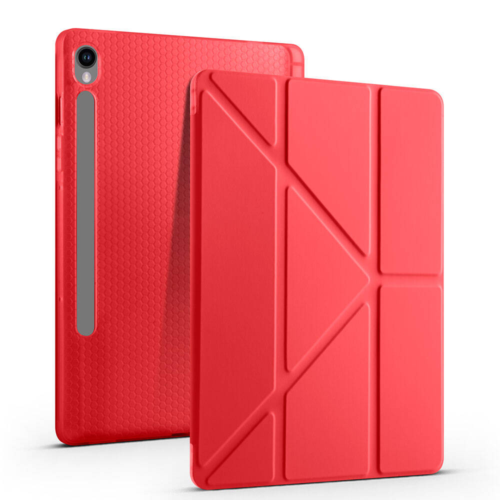 Galaxy Tab S10 Lite Case Zore Tri Folding Stand Case with Pen Compartment Purple 