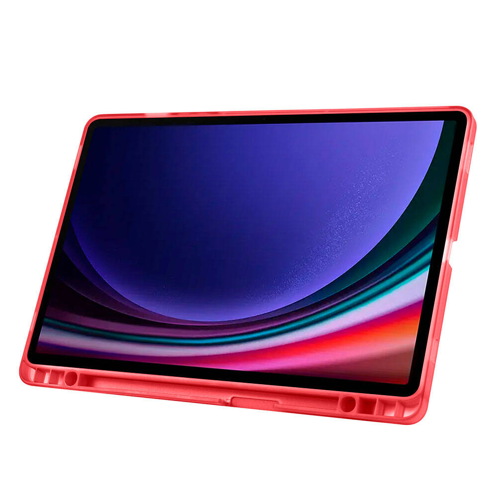 Galaxy Tab S10 Lite Case Zore Tri Folding Stand Case with Pen Compartment Rose Gold 