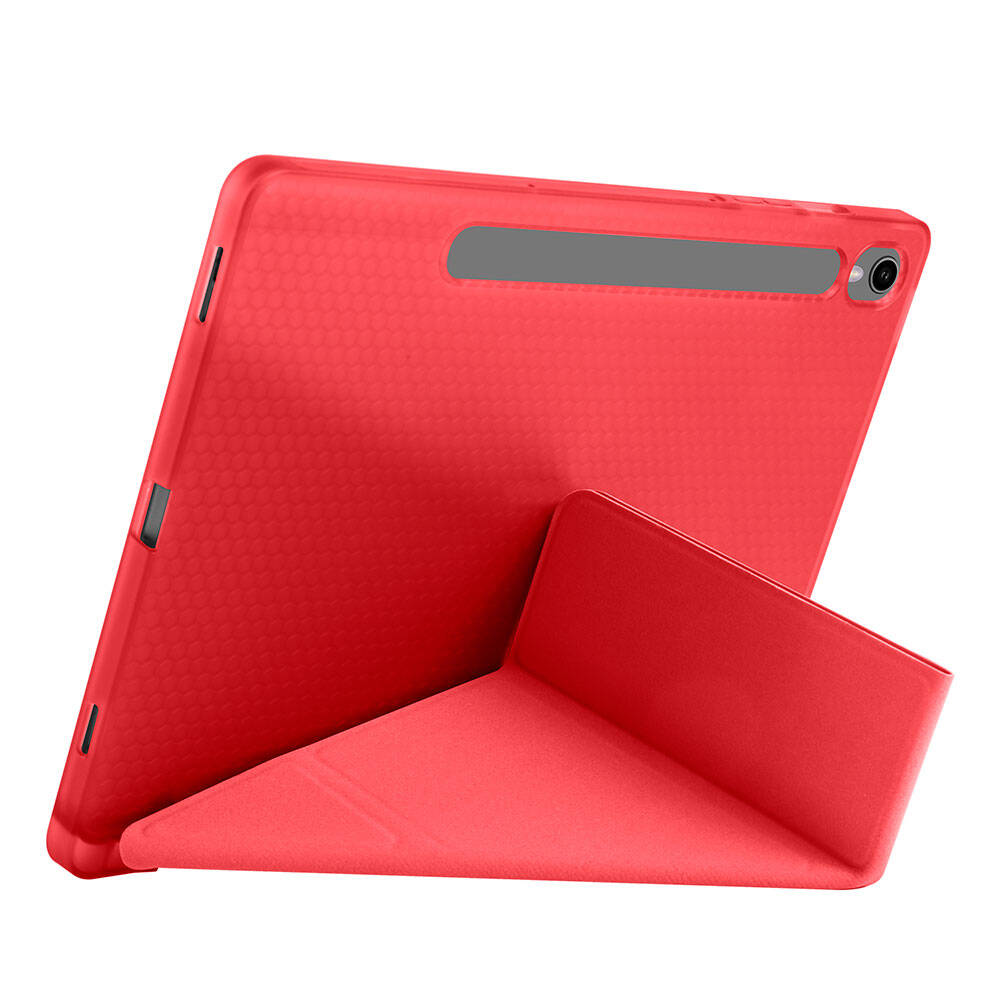 Galaxy Tab S10 Lite Case Zore Tri Folding Stand Case with Pen Compartment Purple 