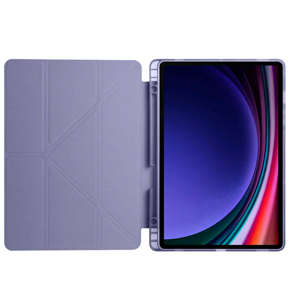 Galaxy Tab S10 Lite Case Zore Tri Folding Stand Case with Pen Compartment Blue 