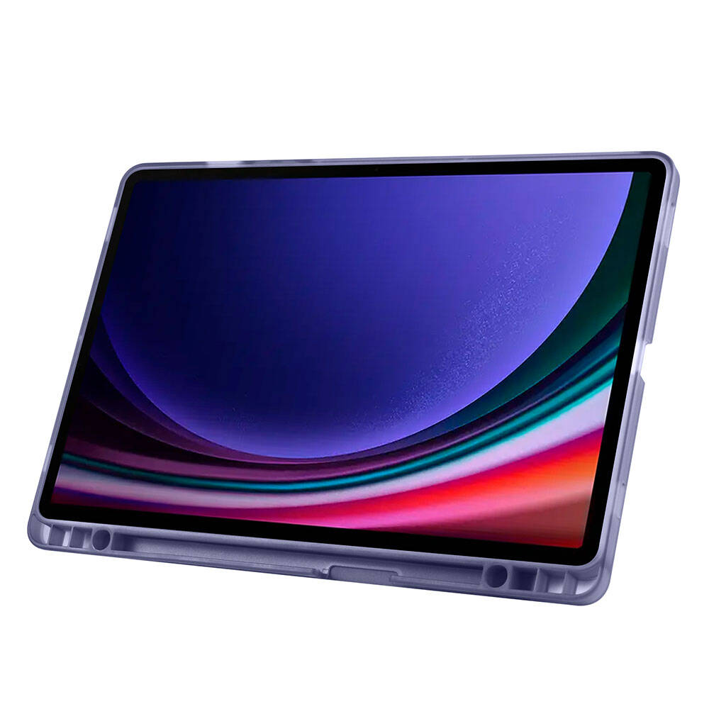 Galaxy Tab S10 Lite Case Zore Tri Folding Stand Case with Pen Compartment Purple 