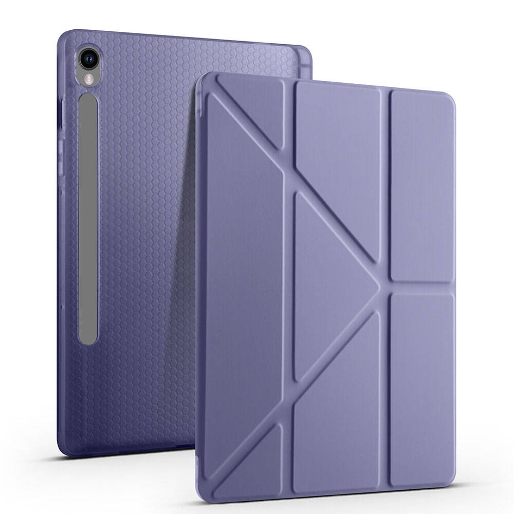 Galaxy Tab S10 Lite Case Zore Tri Folding Stand Case with Pen Compartment Rose Gold 