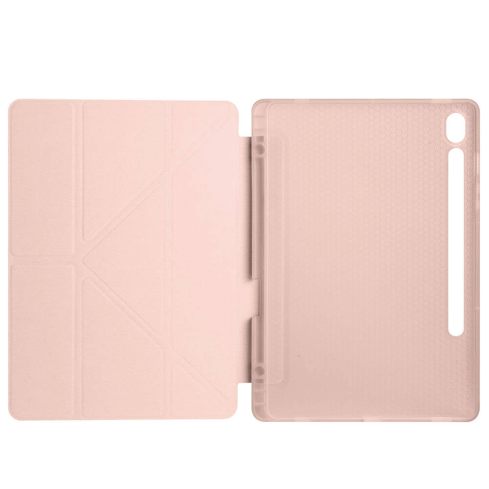 Galaxy Tab S10 Lite Case Zore Tri Folding Stand Case with Pen Compartment Blue 