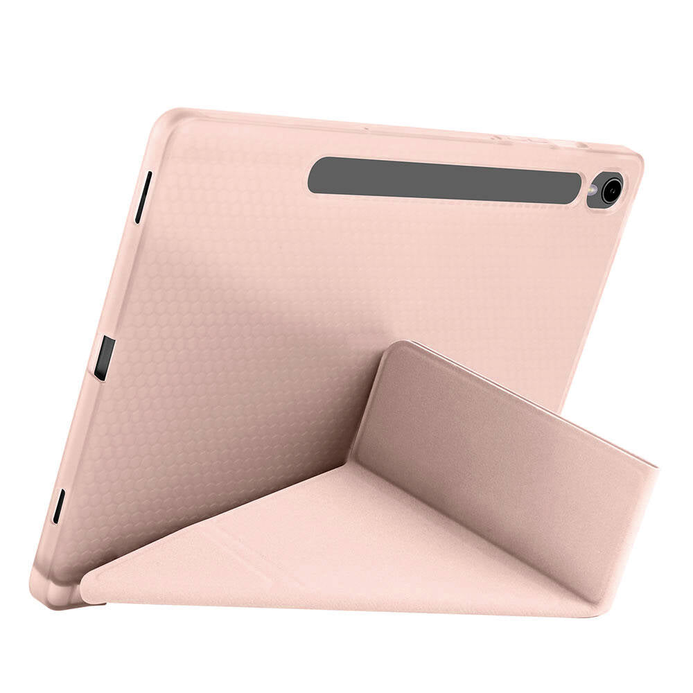 Galaxy Tab S10 Lite Case Zore Tri Folding Stand Case with Pen Compartment Rose Gold 