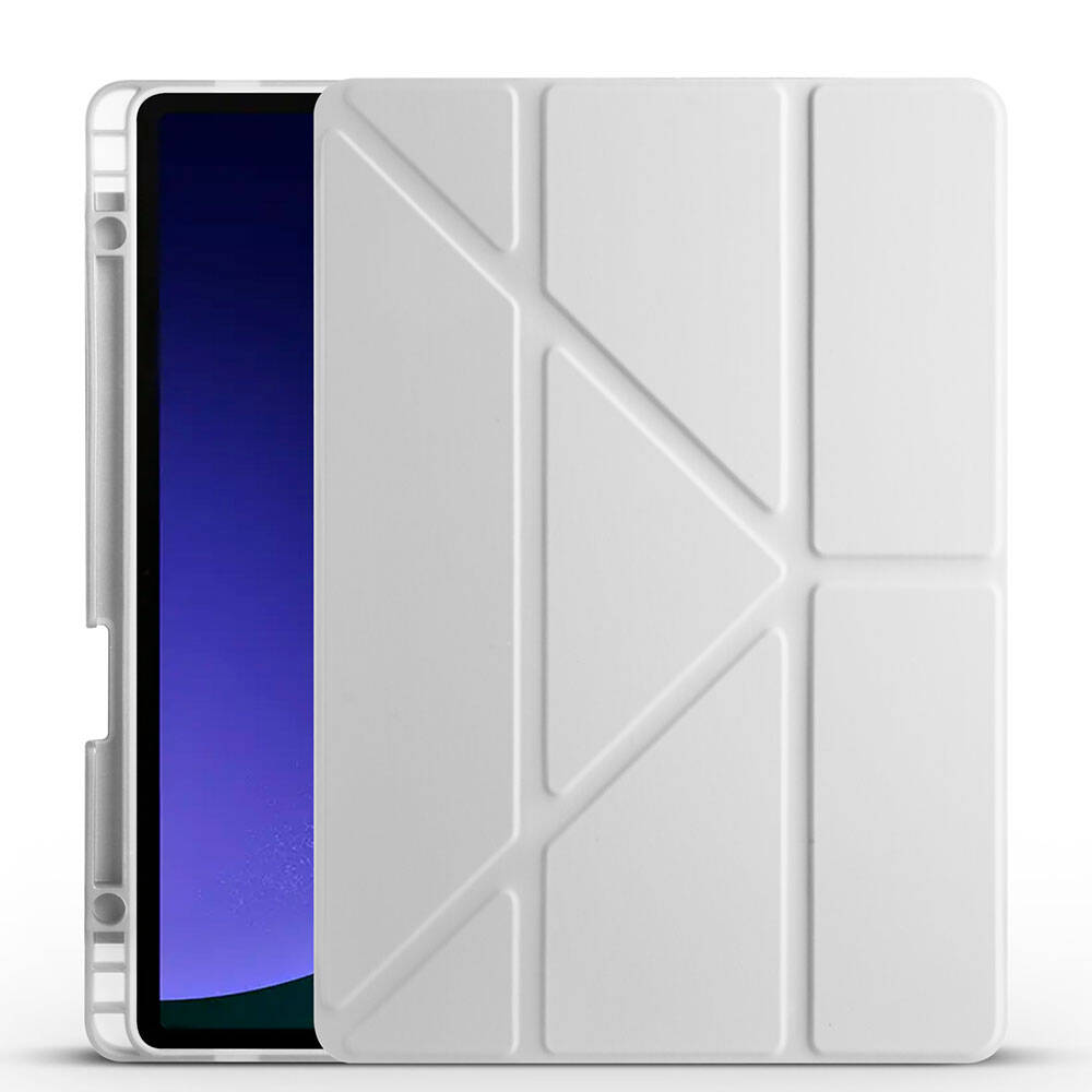 Galaxy Tab S10 Lite Case Zore Tri Folding Stand Case with Pen Compartment Gray 