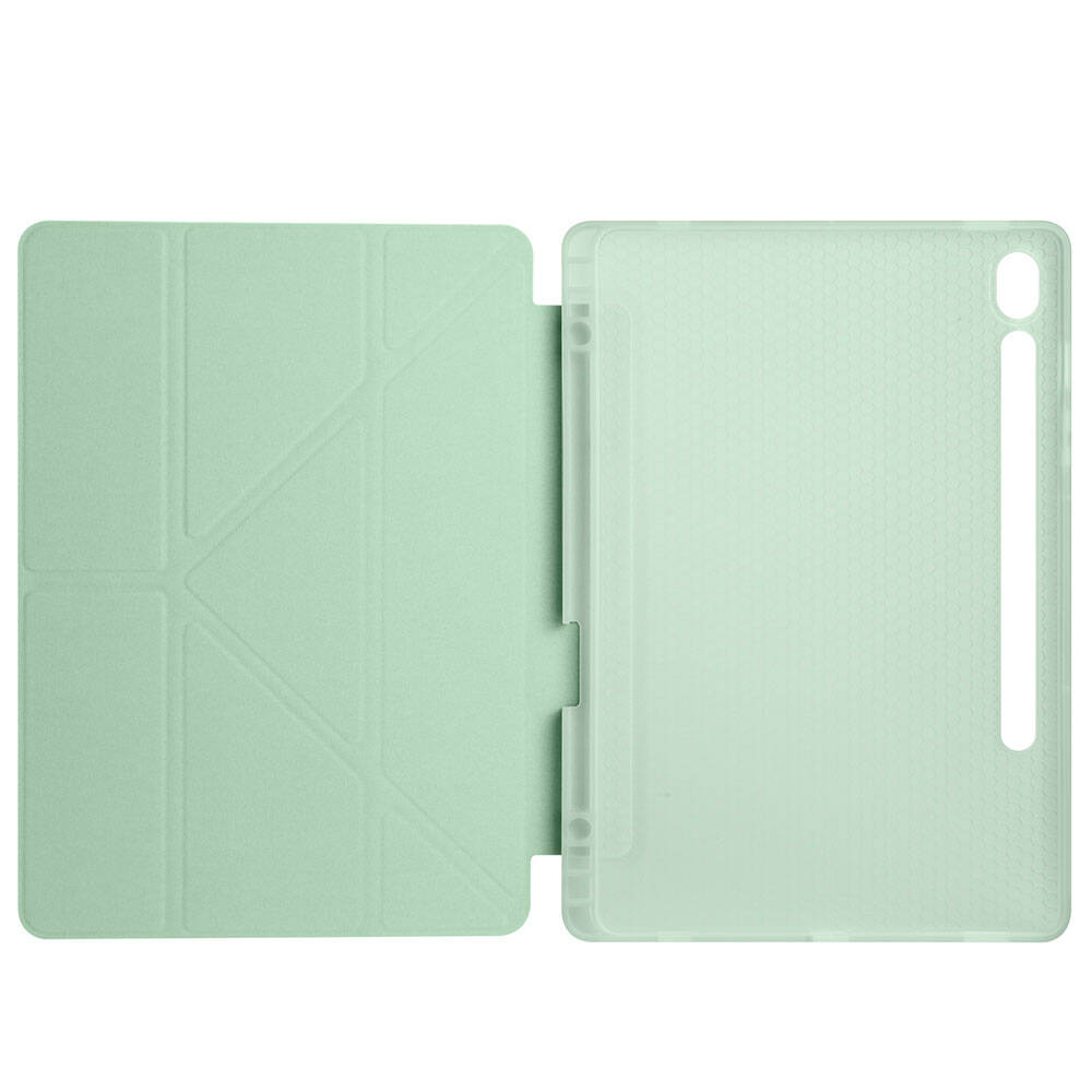 Galaxy Tab S10 Lite Case Zore Tri Folding Stand Case with Pen Compartment Rose Gold 
