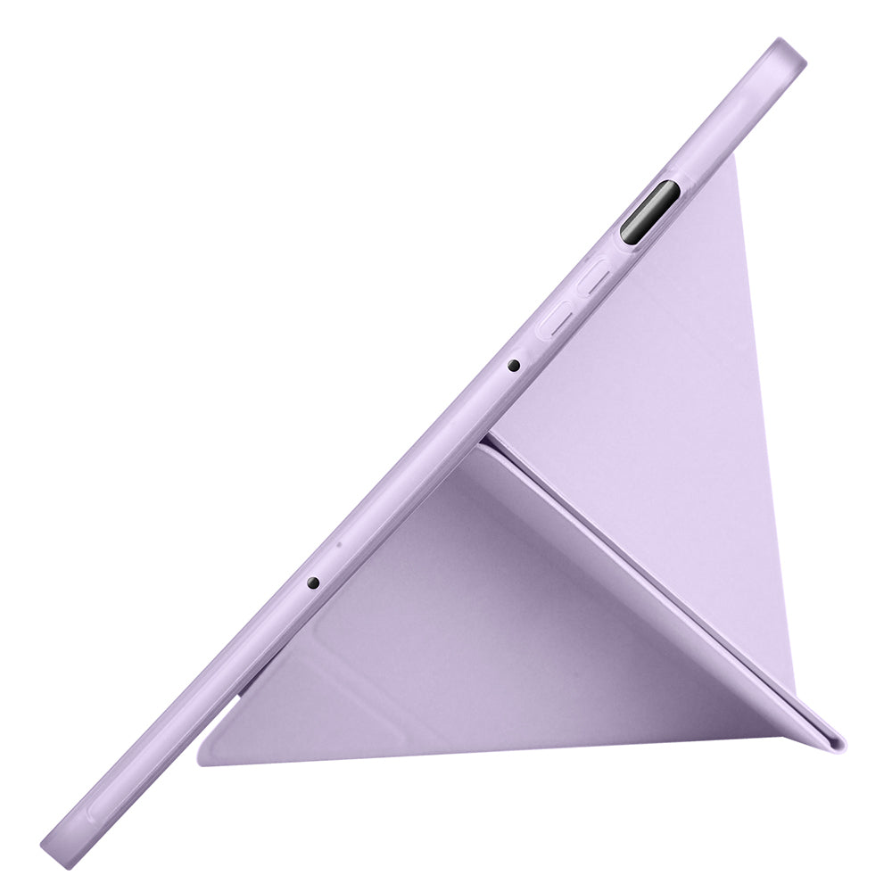 Galaxy Tab S10 Lite Case Zore Tri Folding Stand Case with Pen Compartment Gray 