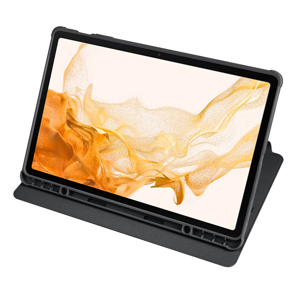 Galaxy Tab S10 Plus Case Zore Thermal Pen Compartment Rotating Stand Case Blue