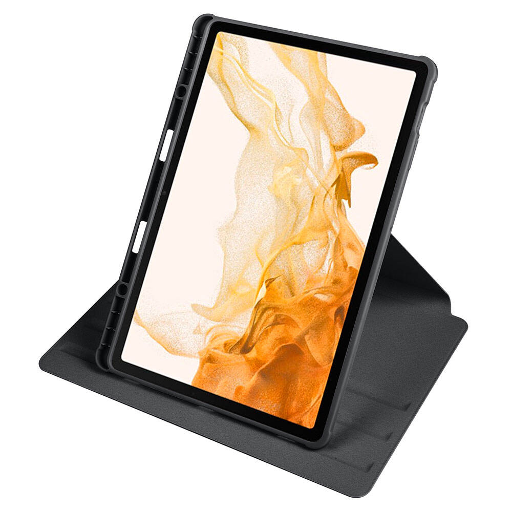 Galaxy Tab S10 Plus Case Zore Thermal Pen Compartment Rotating Stand Case Blue