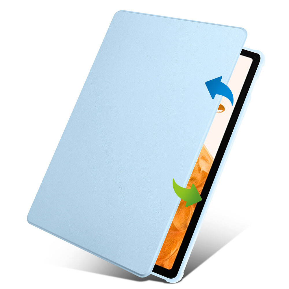 Galaxy Tab S10 Plus Case Zore Thermal Pen Compartment Rotating Stand Case Blue