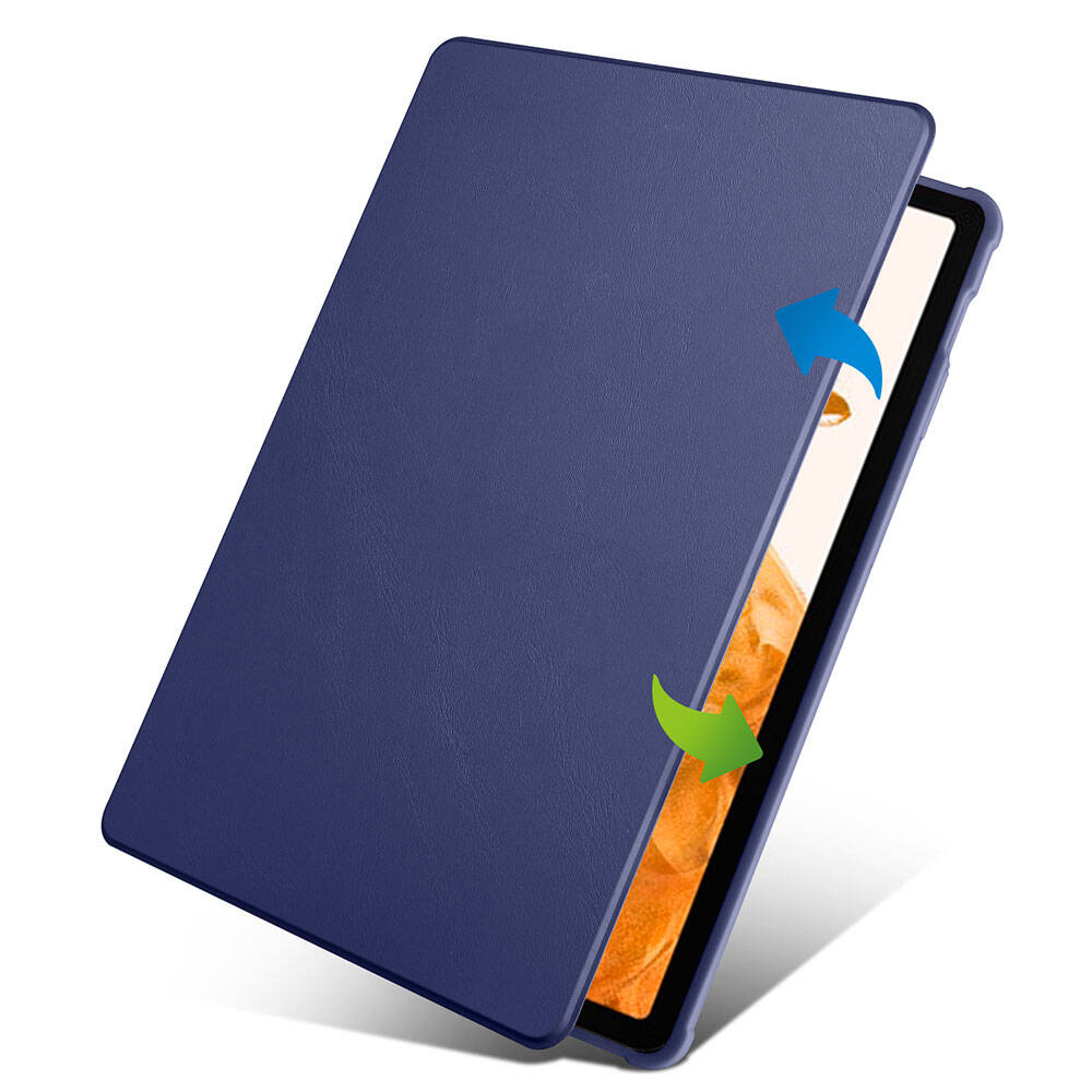 Galaxy Tab S10 Plus Case Zore Thermal Pen Compartment Rotating Stand Case Blue
