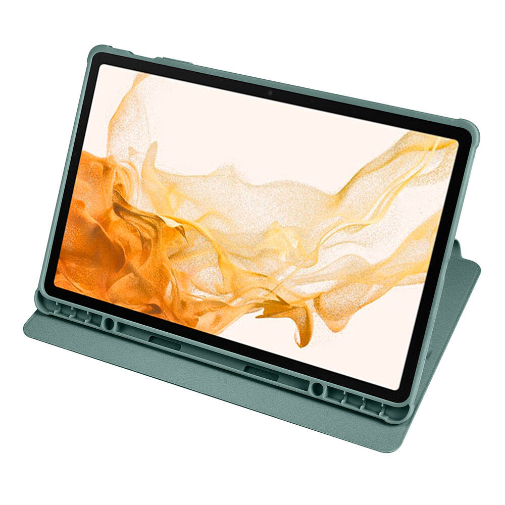 Galaxy Tab S10 Plus Case Zore Thermal Pen Compartment Rotating Stand Case Light Green 