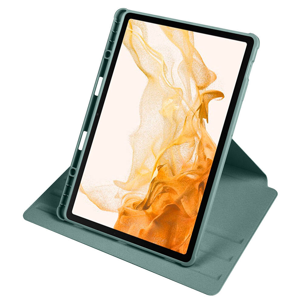 Galaxy Tab S10 Plus Case Zore Thermal Pen Compartment Rotating Stand Case Navy Blue 