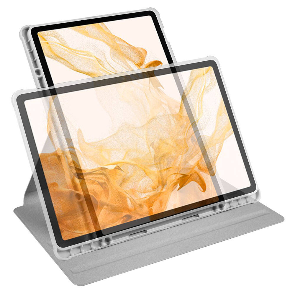 Galaxy Tab S10 Plus Case Zore Thermal Pen Compartment Rotating Stand Case Gray 