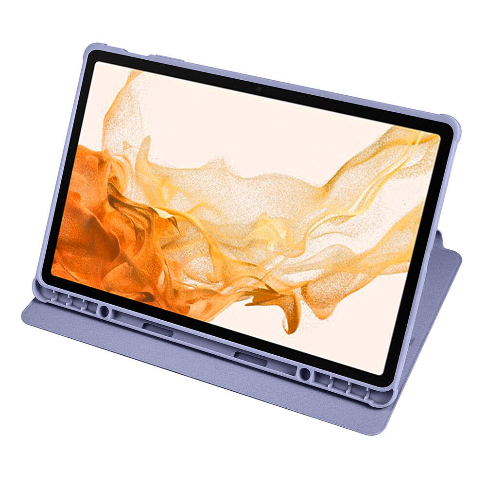 Galaxy Tab S10 Plus Case Zore Thermal Pen Compartment Rotating Stand Case Navy Blue 