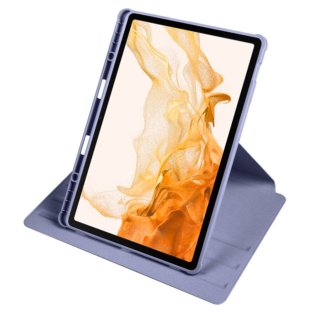 Galaxy Tab S10 Plus Case Zore Thermal Pen Compartment Rotating Stand Case Blue